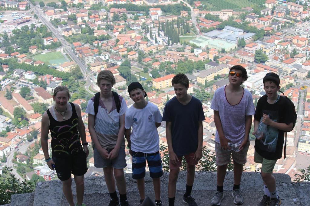 Susannah, Nick, Henry, Tom, Leonard, Alastair on site at the 2013 Optimist Worlds © SW